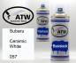 Preview: Subaru, Ceramic White, 057: 400ml Sprühdose + 400ml Klarlack - Set, von ATW Autoteile West.